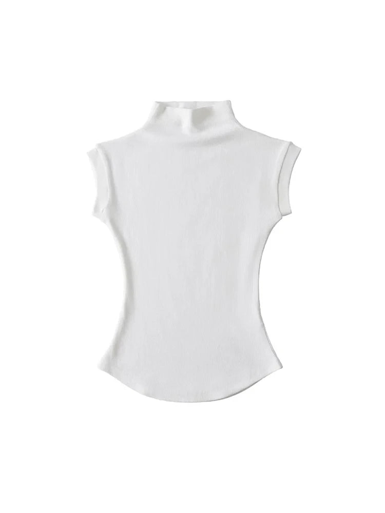 Blusa Sin Mangas Cuello Alto Ajustada