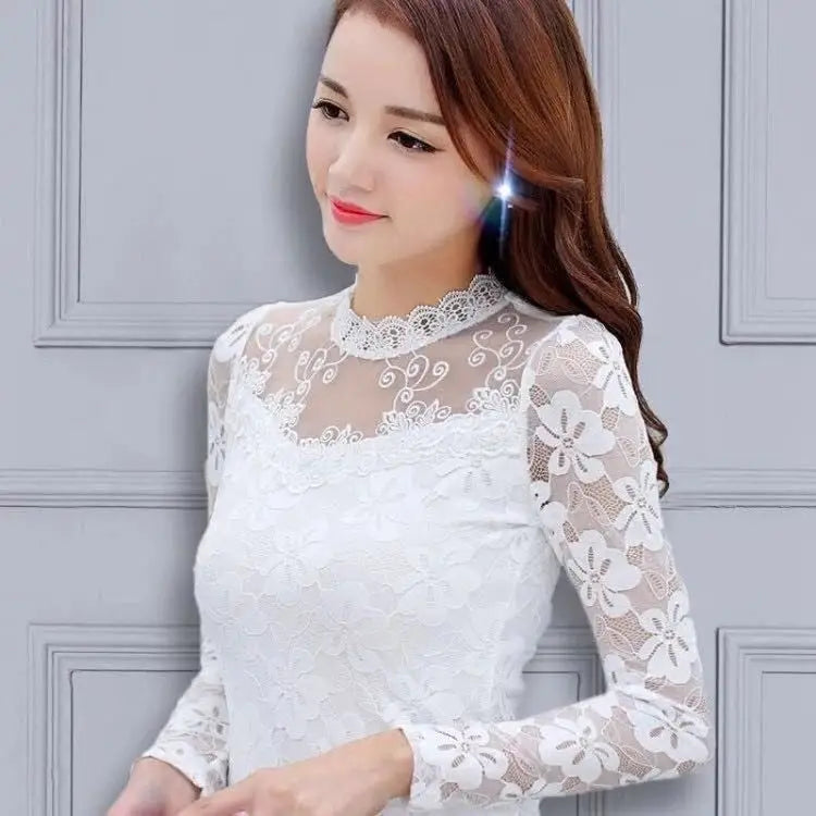 Camiseta Forro Polar Encaje Manga Larga