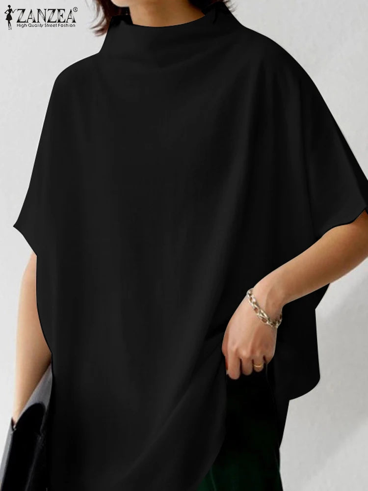 Blusa de Algodón Puro ZANZEA - Manga Corta con Cierre Trasero