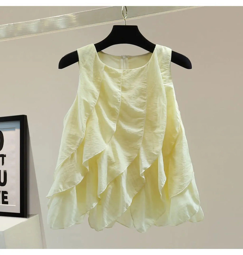 Chaleco Gasa Encaje Sin Mangas Mujer