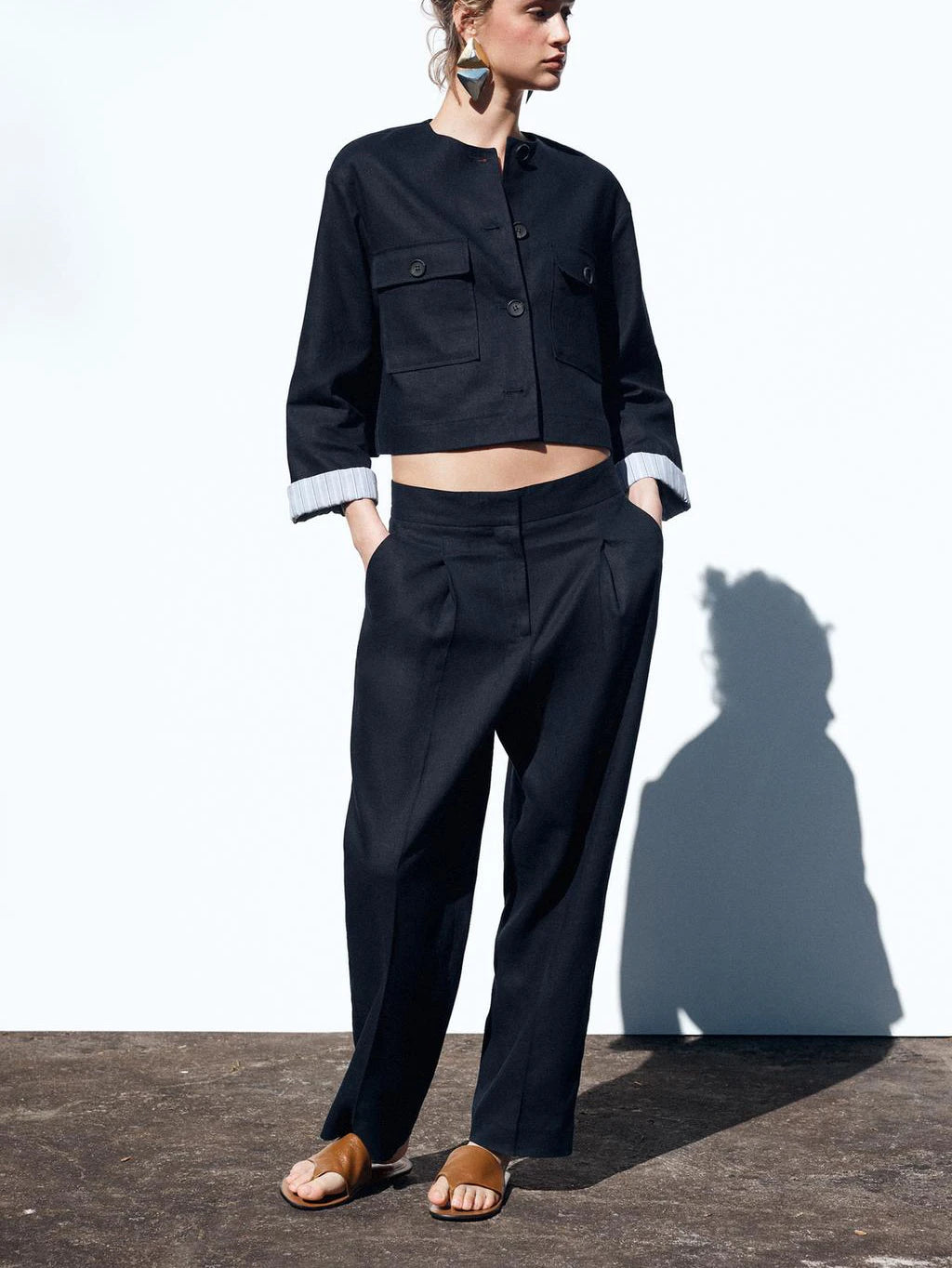 Conjunto Chaqueta Lino Pantalones Casual