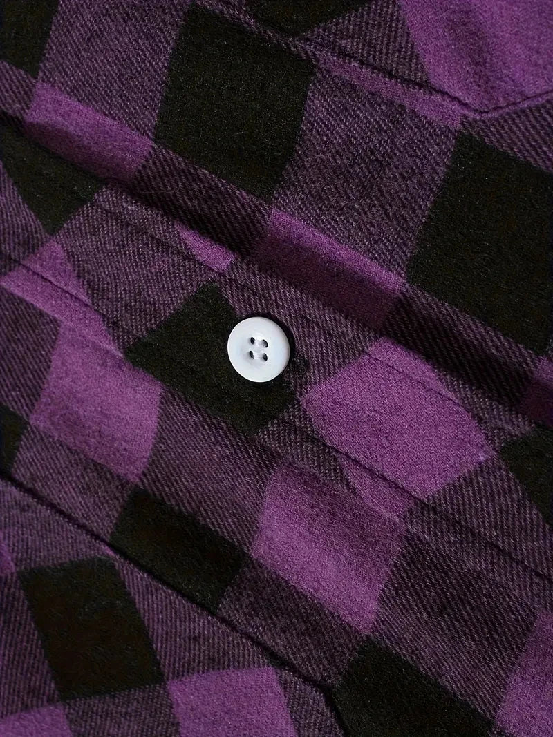 Camisa Franela Cuadros Hombre Manga Larga