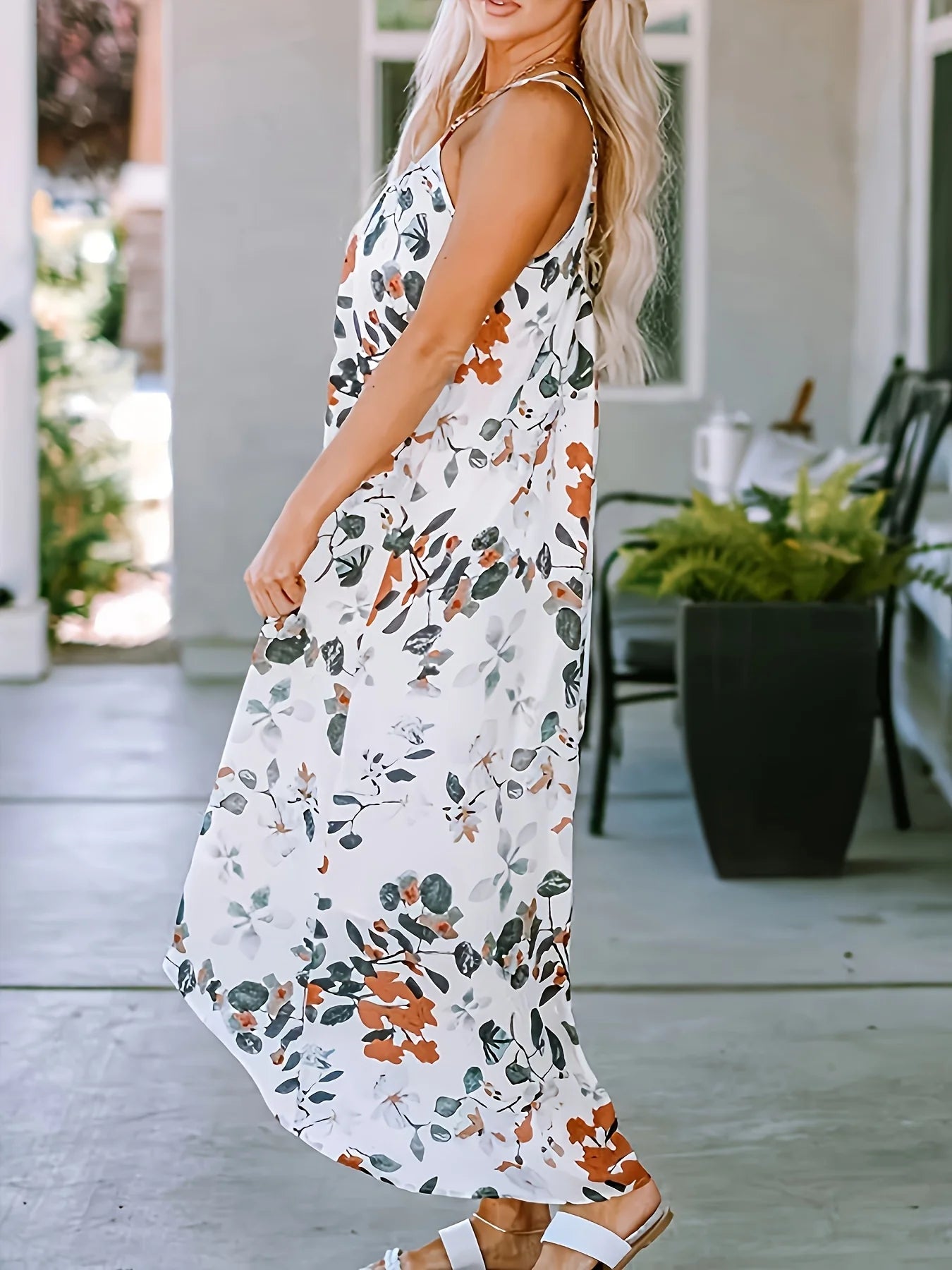 Vestido estampado de festival de verano tejido de talla grande para mujer
