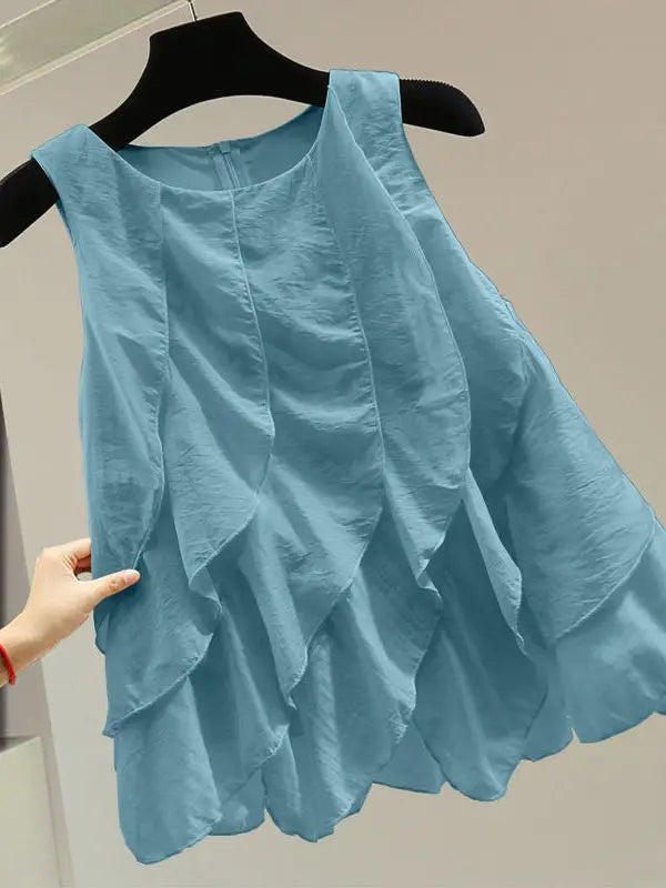 Chaleco Gasa Encaje Sin Mangas Mujer