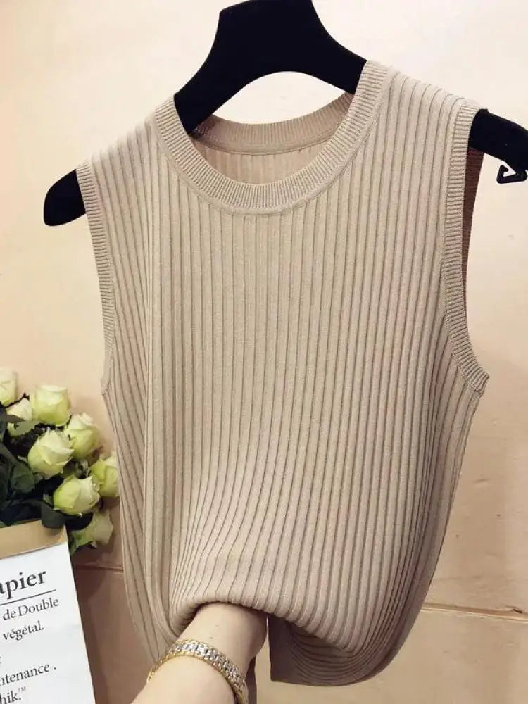 Top Sin Mangas Tejido Ajustado Casual