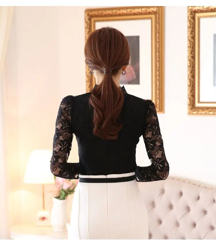 Camiseta Forro Polar Encaje Manga Larga