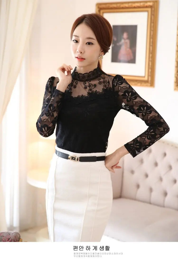 Camiseta Forro Polar Encaje Manga Larga