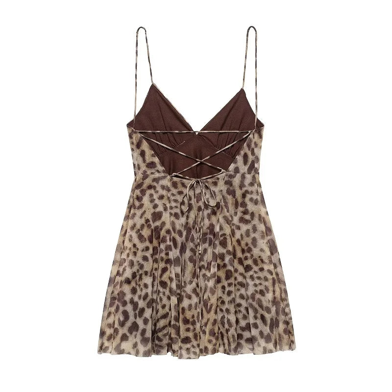 Minivestido Tul Leopardo Espalda Descubierta