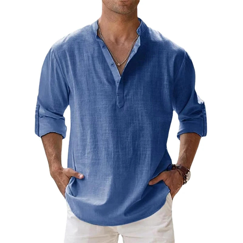 Camisa Lino Algodón Hombre Casual