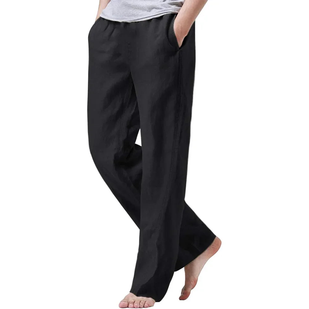 Pantalones Algodón Lino Hombre Yoga