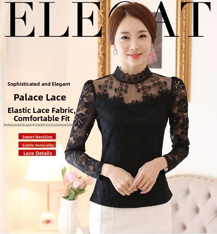 Camiseta Forro Polar Encaje Manga Larga