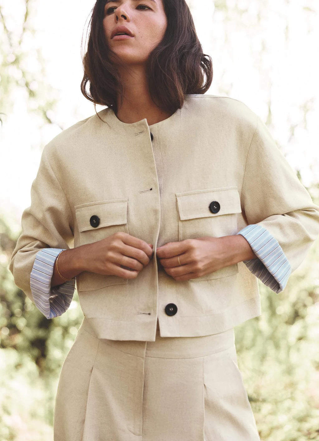 Conjunto Chaqueta Lino Pantalones Casual