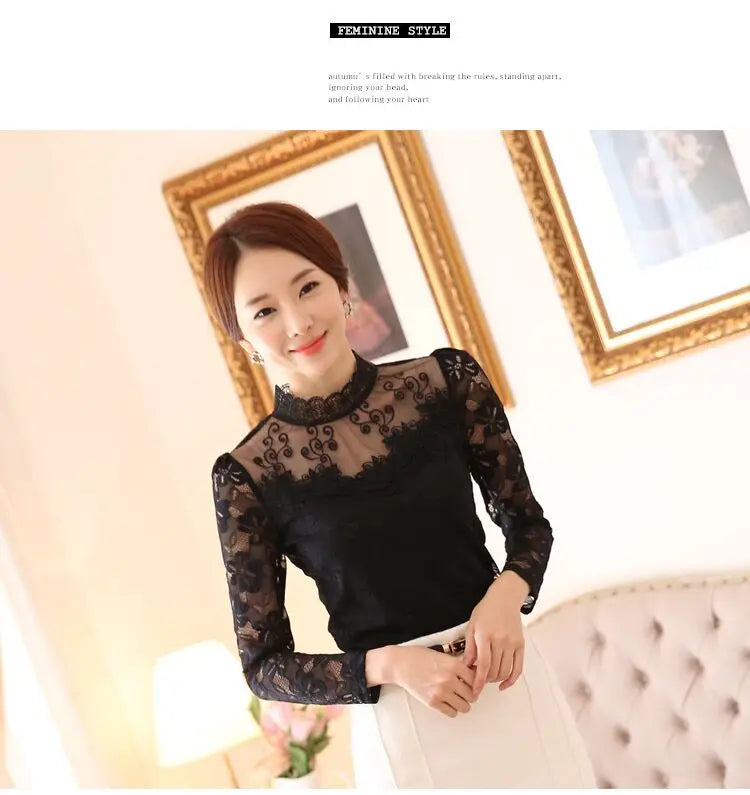 Camiseta Forro Polar Encaje Manga Larga