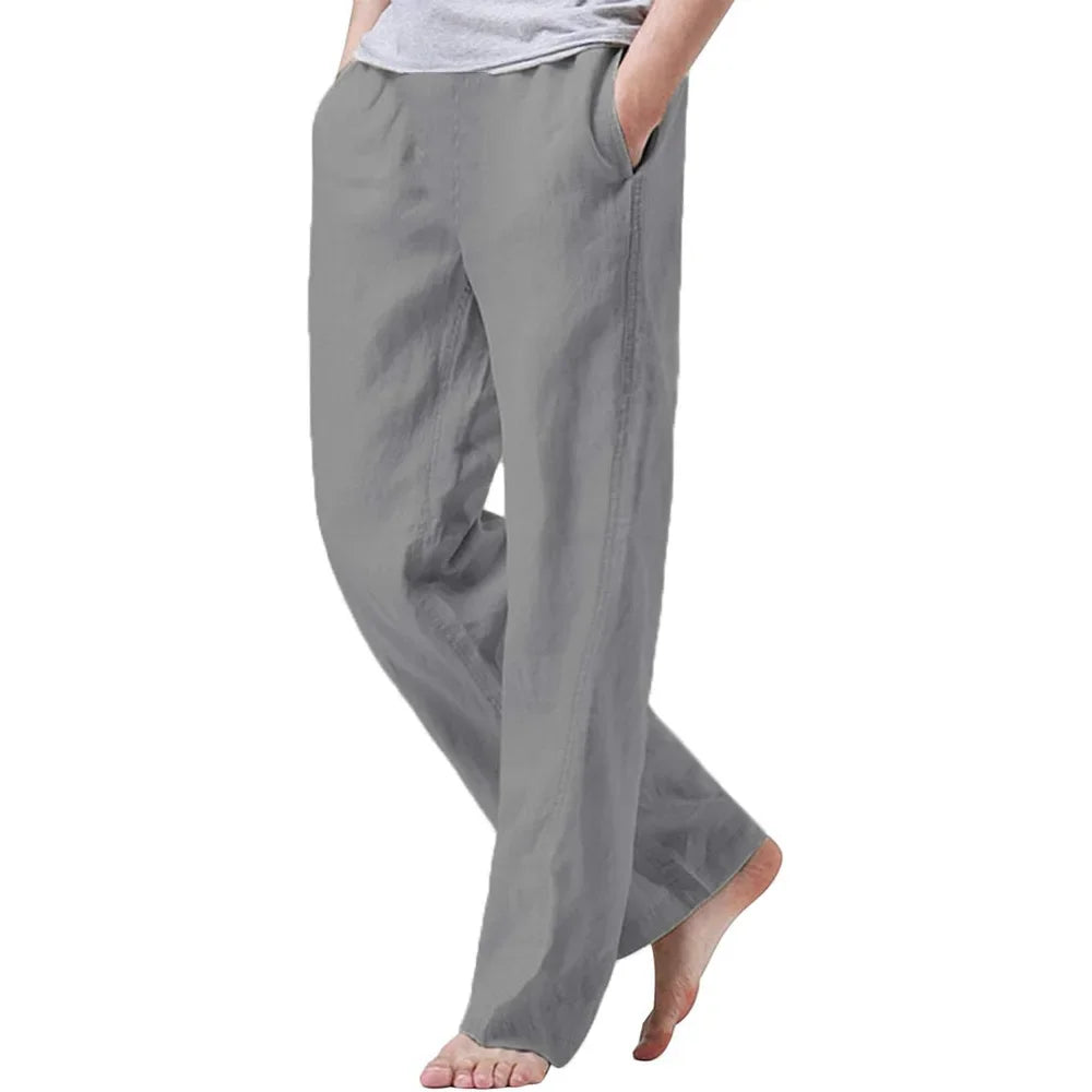 Pantalones Algodón Lino Hombre Yoga